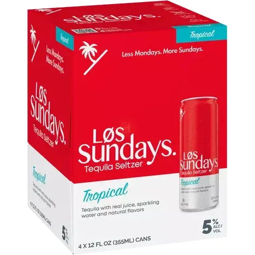 LOS SUNDAYS TEQUILA SELTZER 4PK CAN TROPICAL MIAMI LIQUOR WINE STORE