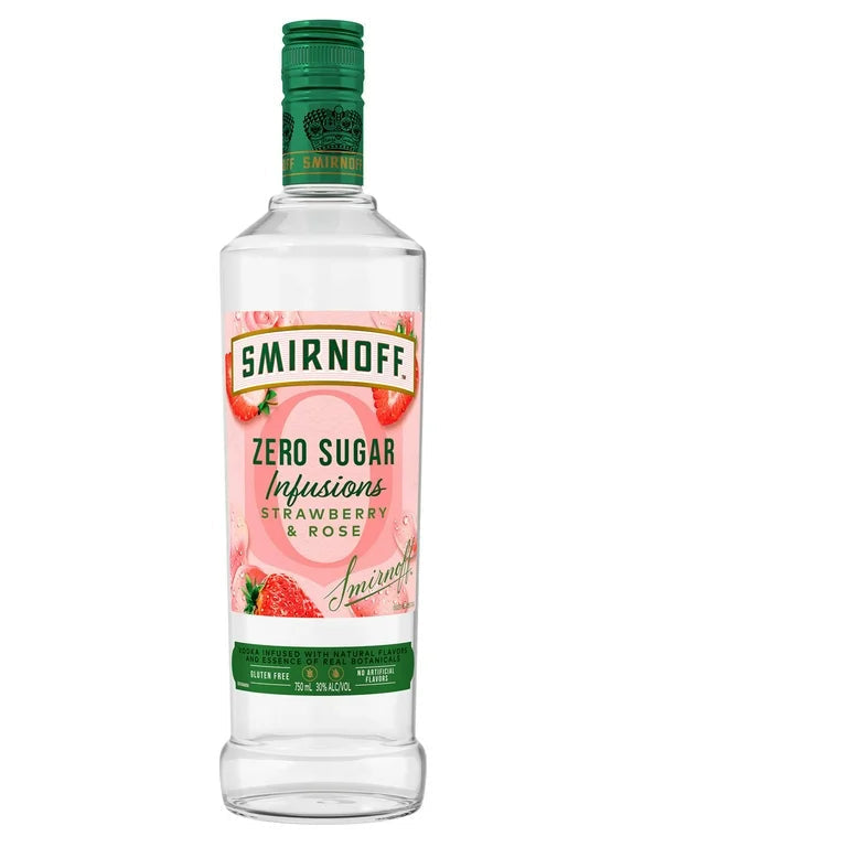 SMIRNOFF ZERO ZUGAR INFUSIONS STRAWBERRY & ROSE 750ML MIAMI LIQUOR WINE STORE