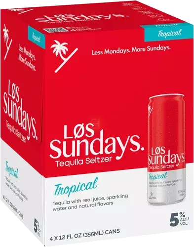 LOS SUNDAYS TEQUILA SELTZER 4PK CAN TROPICAL MIAMI LIQUOR WINE STORE